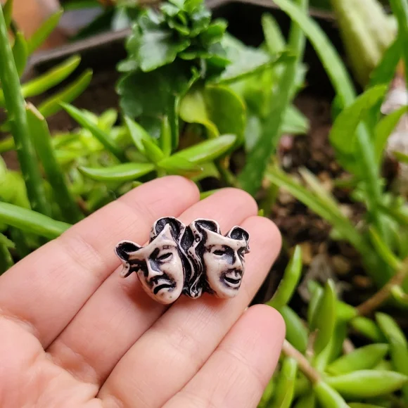 Vintage Celluloid Comedy Tragedy Brooch Pin - Picture 6 of 13